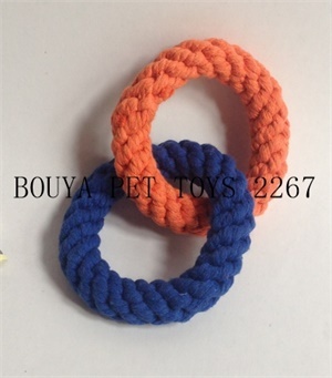 Handmade rope pet puppy dog toy rings 2267