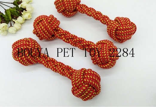 pet teeth bite cotton rope toy with a hand-held interactive dumbbell toy 2284