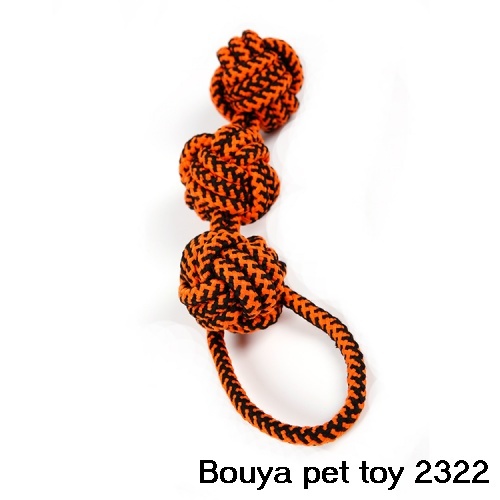 Woven mixed colors Rope toy with tennis ball