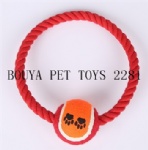 Rope toy for puppy dog with tennis ball 2281 for all pet store
